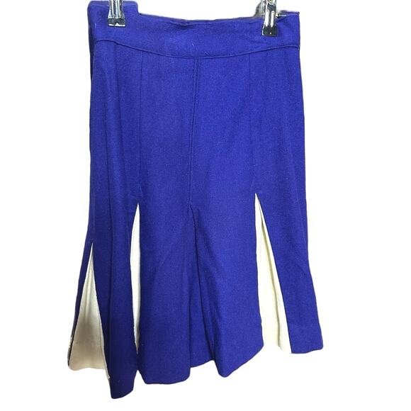 Vintage Cheerleader Uniform Skirt XS Blue White Wool Retro 1950s Cosplay Costume - Picture 1 of 5